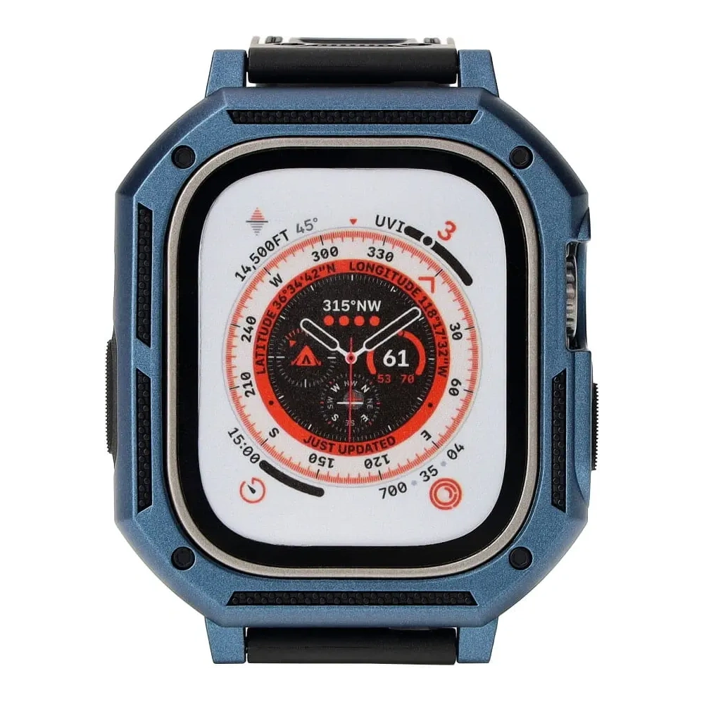 Etui z paskiem Bizon Strap + Case Watch Armor do Apple Watch Ultra 49mm granatowe