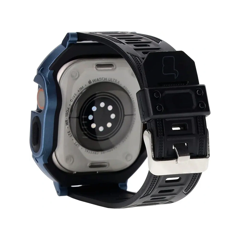Etui z paskiem Bizon Strap + Case Watch Armor do Apple Watch Ultra 49mm granatowe