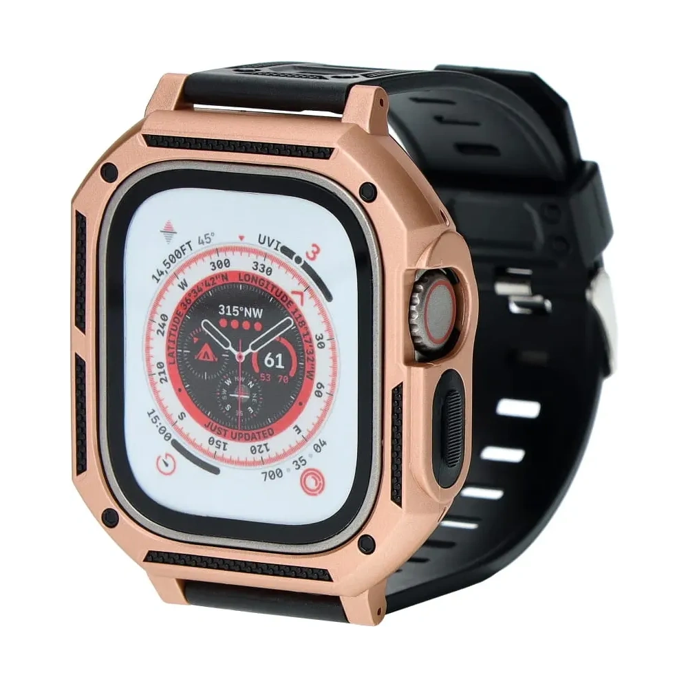 Etui z paskiem Bizon Strap + Case Watch Armor do Apple Watch Ultra 49mm złote