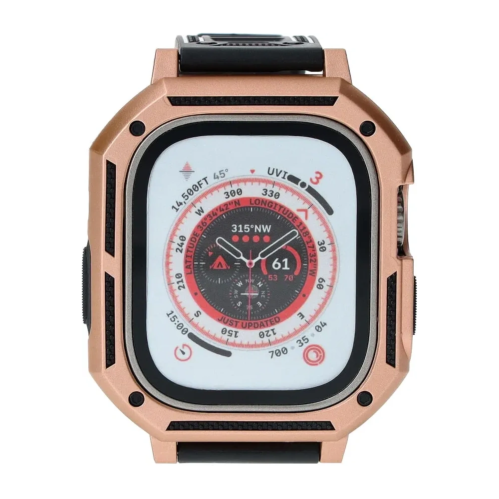 Etui z paskiem Bizon Strap + Case Watch Armor do Apple Watch Ultra 49mm złote