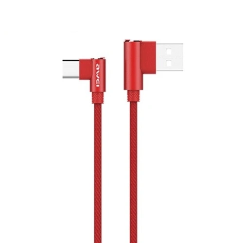 Kup AWEI cablu împletit unghiular CL-35 USB-C 1,5m 2.4A Încărcare rapidă roșu/red - AWEI003RED - {ean13} - Sklep Home Screen