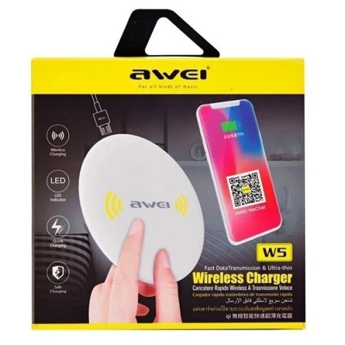 Buy AWEI Wireless Charger Qi W5 5W white - AWEI005WHT - {ean13} - Home Screen Store Europe