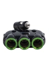 AWEI distribuitor auto C-35 cu 3 prize pentru brichete 12V + 2 USB, distribuitor negru.