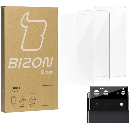 Buy Bizon Glass Clear tempered glass - 3 pcs. + lens glass Google Pixel 6 - BIZ331 - {ean13} - Home Screen Store Europe