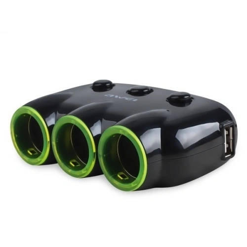 Buy AWEI C-35 3x 12V + 2 USB Socket Cigarette Car Lighter Power Adapter black - AWEI006BLK - {ean13} - Home Screen Store Europe