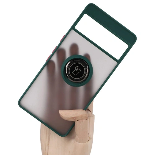 Kup Etui z uchwytem na palec Bizon Case Hybrid Ring do Google Pixel 7 Pro przydymione z ciemnozieloną ramką - BIZ347 - {ean13} - Sklep Home Screen