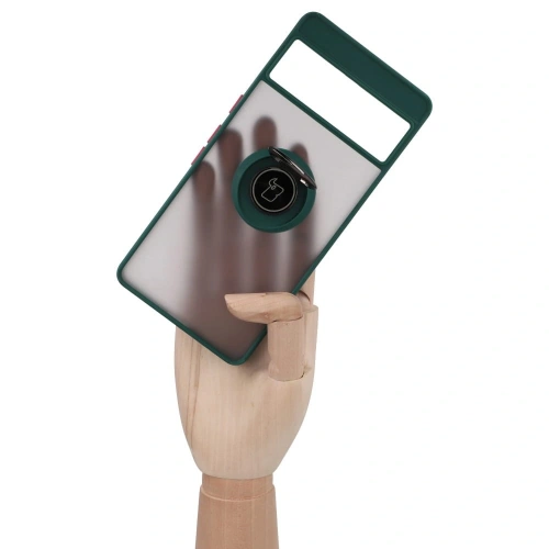 Kup Etui z uchwytem na palec Bizon Case Hybrid Ring do Google Pixel 7 Pro przydymione z ciemnozieloną ramką - BIZ347 - {ean13} - Sklep Home Screen