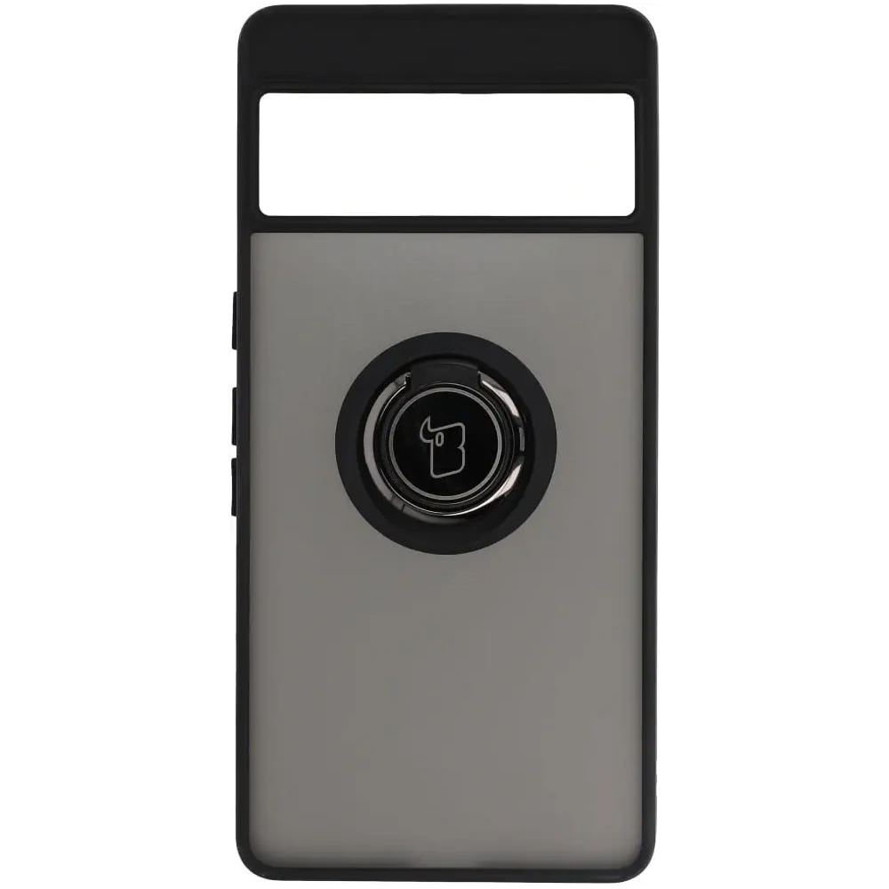 Etui z uchwytem na palec Bizon Case Hybrid Ring do Google Pixel 7 Pro przydymione z czarną ramką