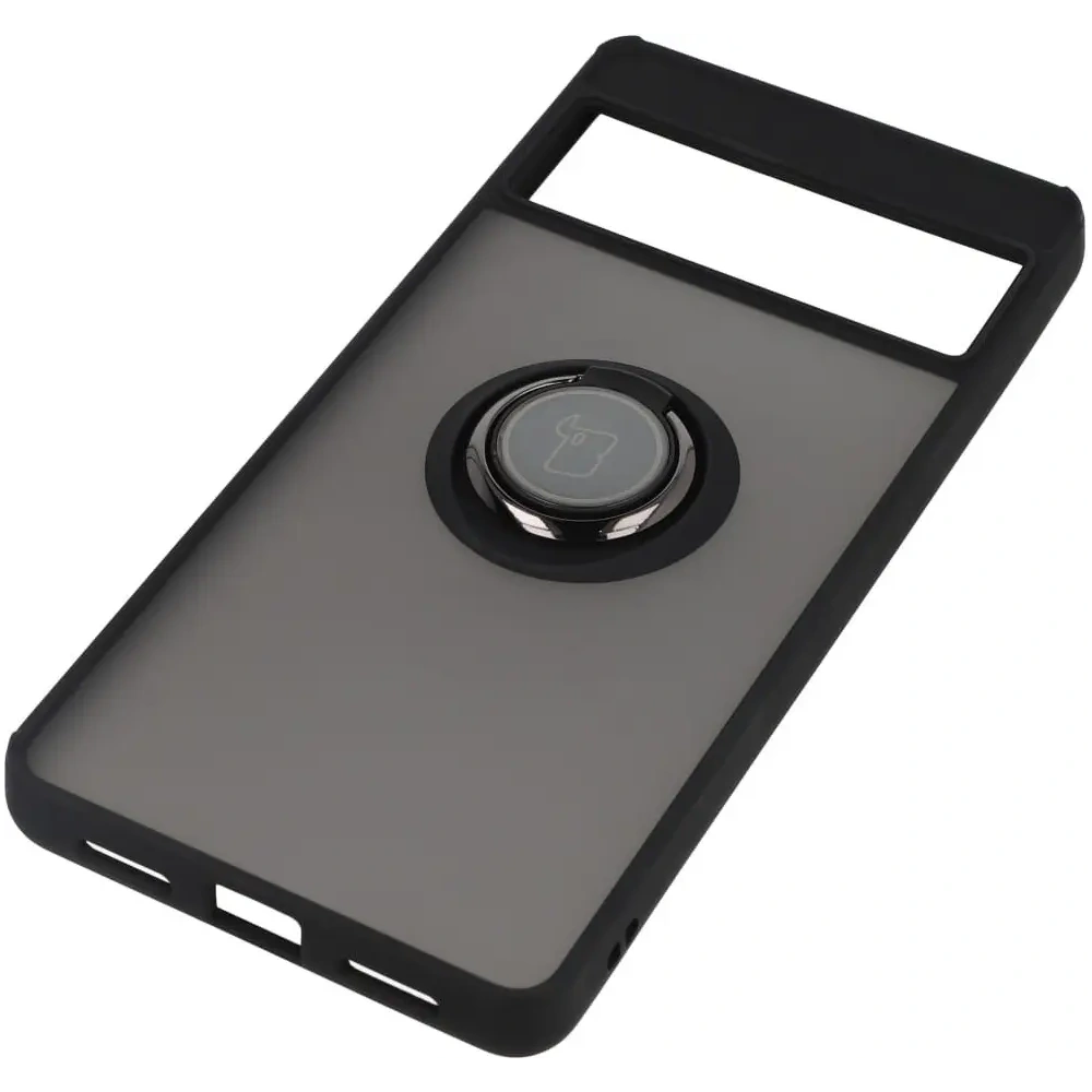 Etui z uchwytem na palec Bizon Case Hybrid Ring do Google Pixel 7 Pro przydymione z czarną ramką