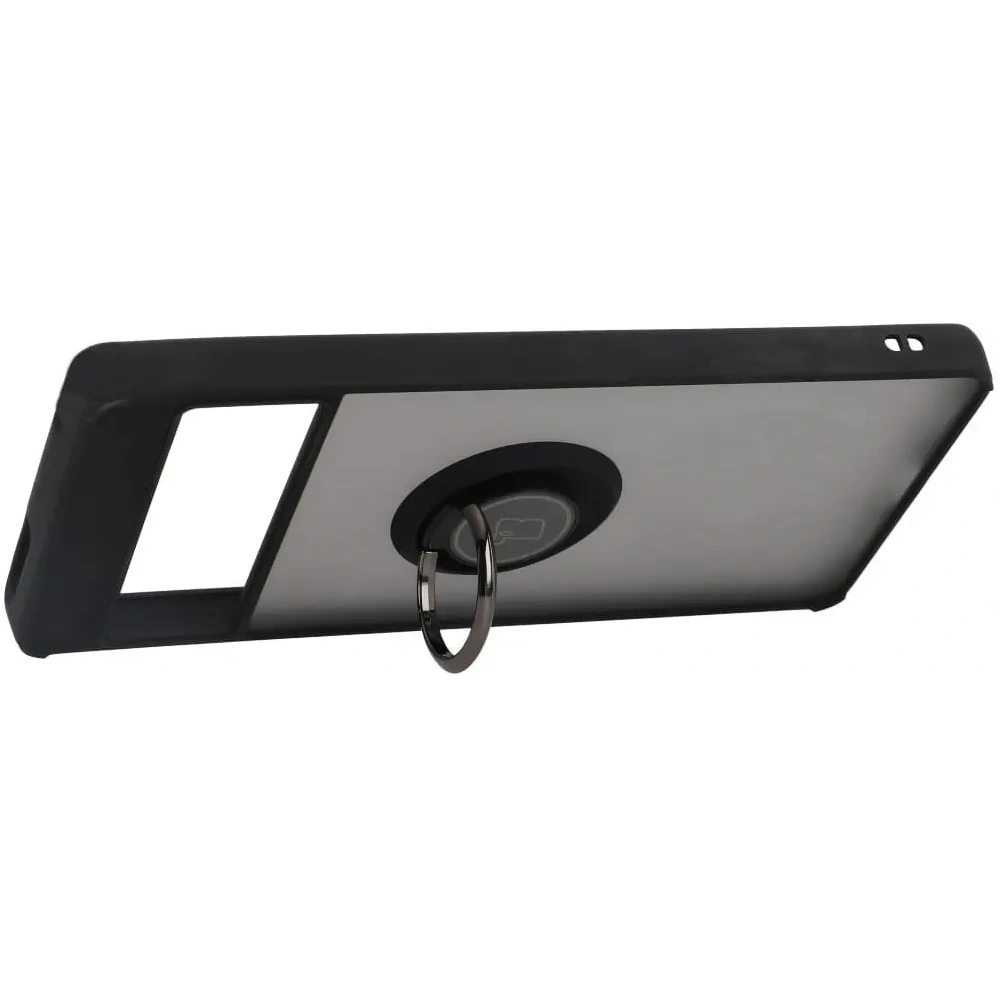 Etui z uchwytem na palec Bizon Case Hybrid Ring do Google Pixel 7 Pro przydymione z czarną ramką