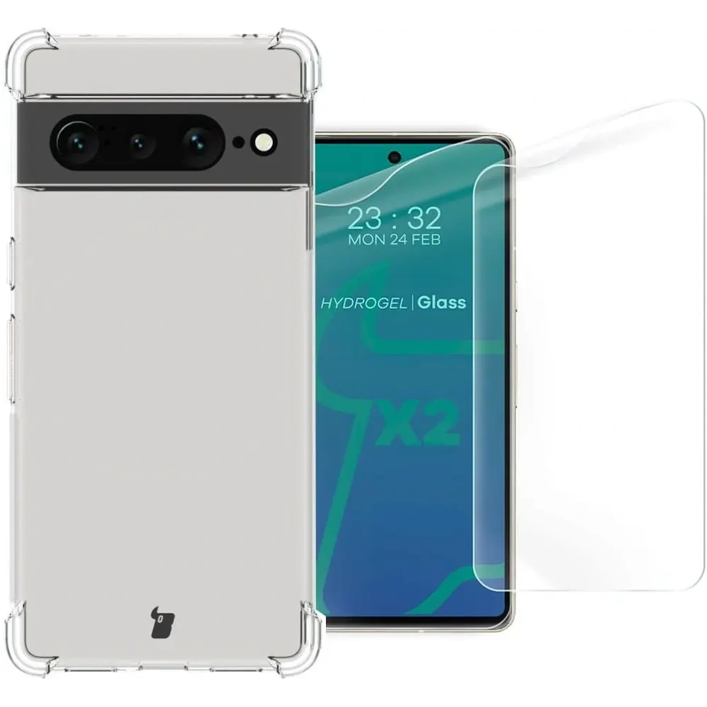 Etui + 2x folia Bizon Case Clear Pack do Google Pixel 7 Pro przezroczyste