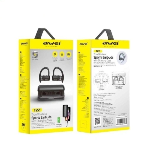 Kup AWEI căști Bluetooth 5.0 T22 TWS + stație de docking/bancă de alimentare 1500mAh negru/black - AWEI015BLK - {ean13} - Sklep Home Screen