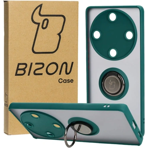 Buy Bizon Case Hybrid Ring Honor Magic5 Lite smoky with a dark green frame - BIZ374 - {ean13} - Home Screen Store Europe