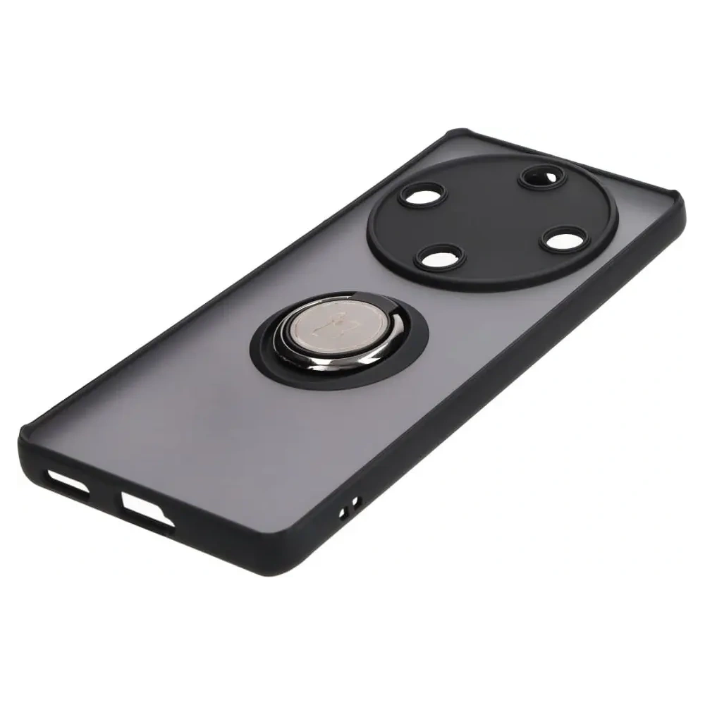 Etui z uchwytem na palec Bizon Case Hybrid Ring do Honor Magic5 Lite przydymione z czarną ramką