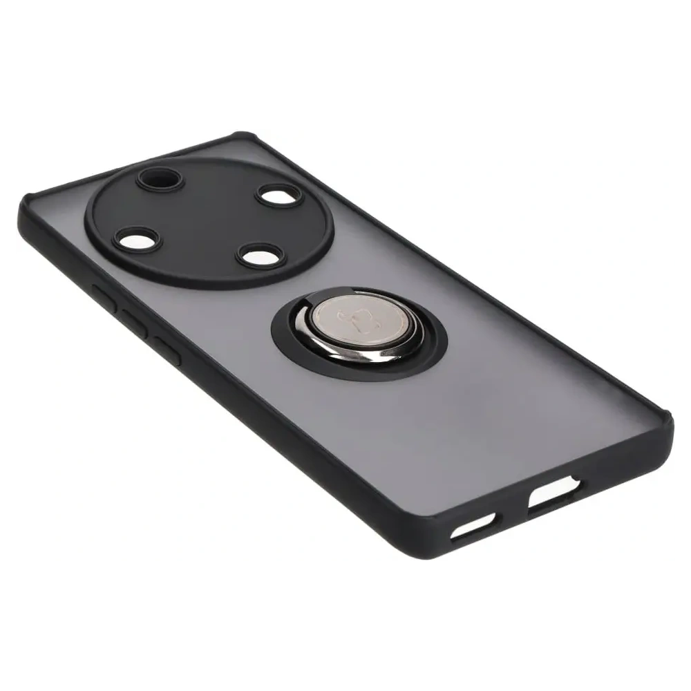 Etui z uchwytem na palec Bizon Case Hybrid Ring do Honor Magic5 Lite przydymione z czarną ramką