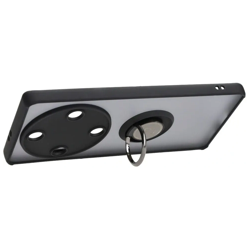 Etui z uchwytem na palec Bizon Case Hybrid Ring do Honor Magic5 Lite przydymione z czarną ramką