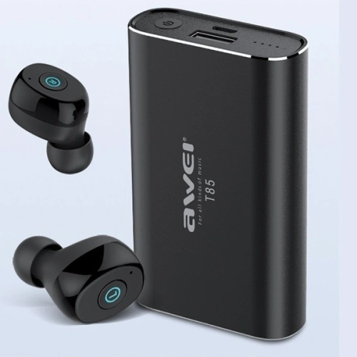 Kup AWEI słuchawki Bluetooth 5.0 T85 TWS + stacja dokująca/power bank 1800mAh czarny/black - AWEI019BLK - {ean13} - Sklep Home Screen