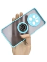 Etui z uchwytem na palec Bizon Case Hybrid Ring do Huawei Mate 50 Pro przydymione z jasnoniebieską ramką