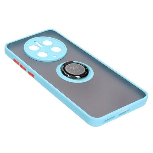 Kup Etui z uchwytem na palec Bizon Case Hybrid Ring do Huawei Mate 50 Pro przydymione z jasnoniebieską ramką - BIZ392 - {ean13} - Sklep Home Screen