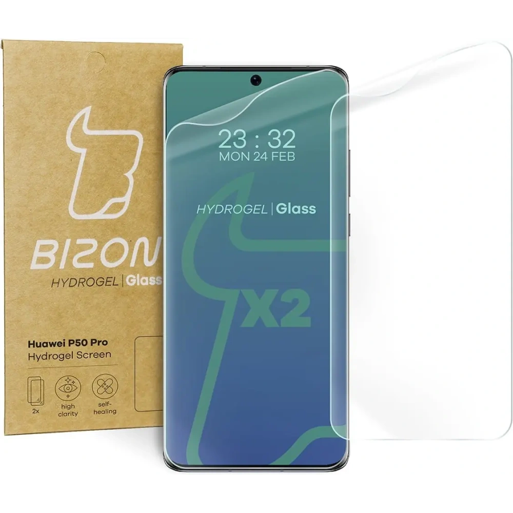 Folia hydrożelowa na ekran Bizon Glass Hydrogel Huawei P50 Pro [2 PACK]