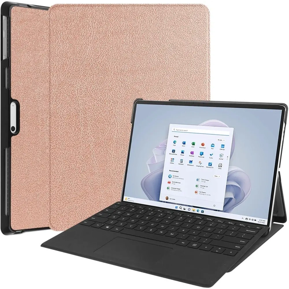 Etui Bizon Case Tab Croc do Microsoft Surface Pro 11 / 10 / 9 różowozłote
