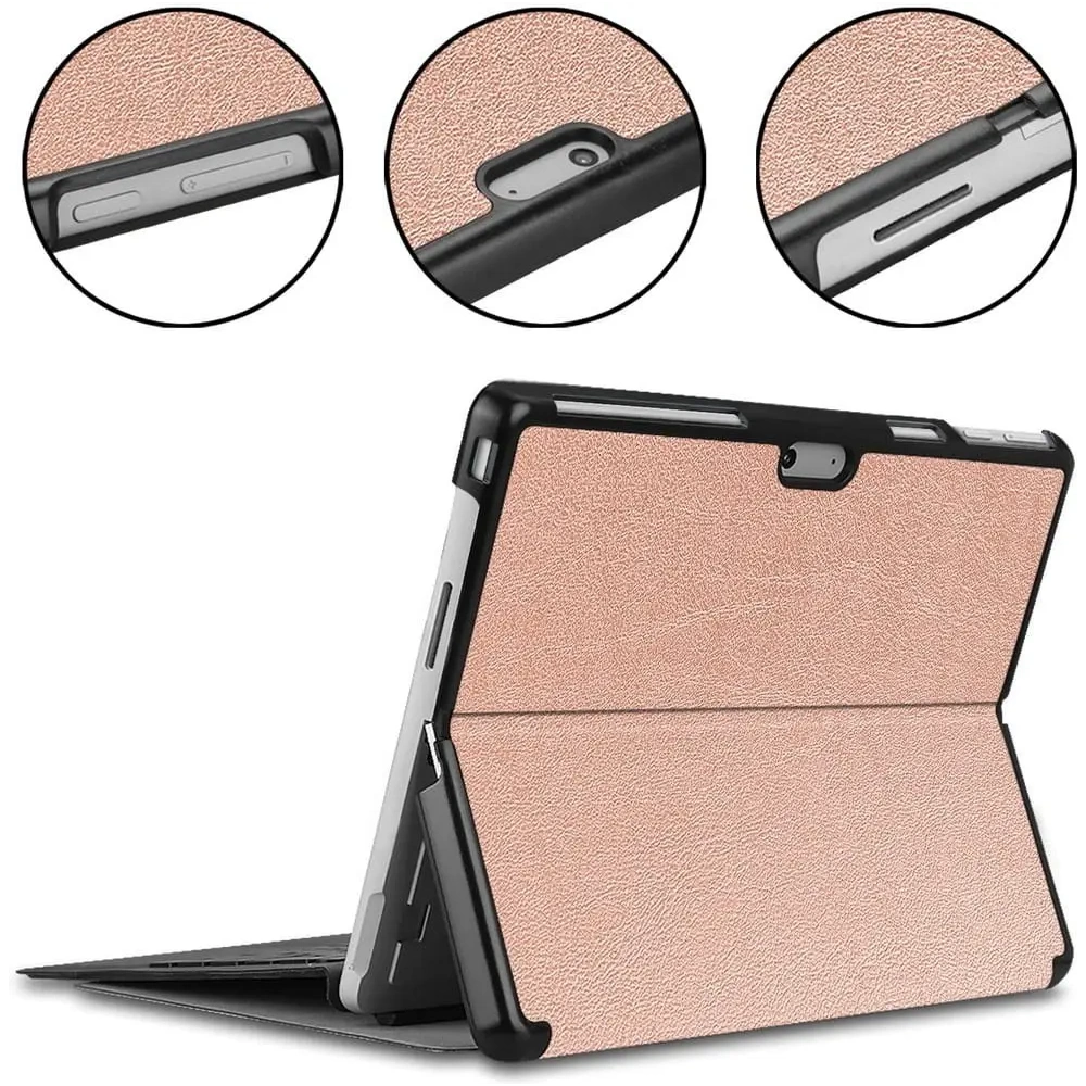 Etui Bizon Case Tab Croc do Microsoft Surface Pro 11 / 10 / 9 różowozłote