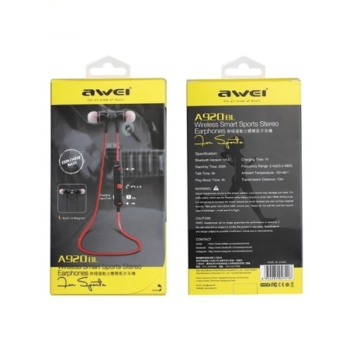 Kup AWEI Bluetooth Sport-Kopfhörer A920BL schwarz/schwarz magnetisch - AWEI029BLK - {ean13} - Sklep Home Screen