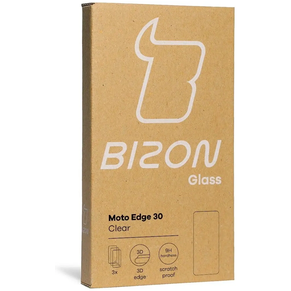Szkło hartowane Bizon Glass Clear - 3 szt. + obiektyw Motorola Edge 30