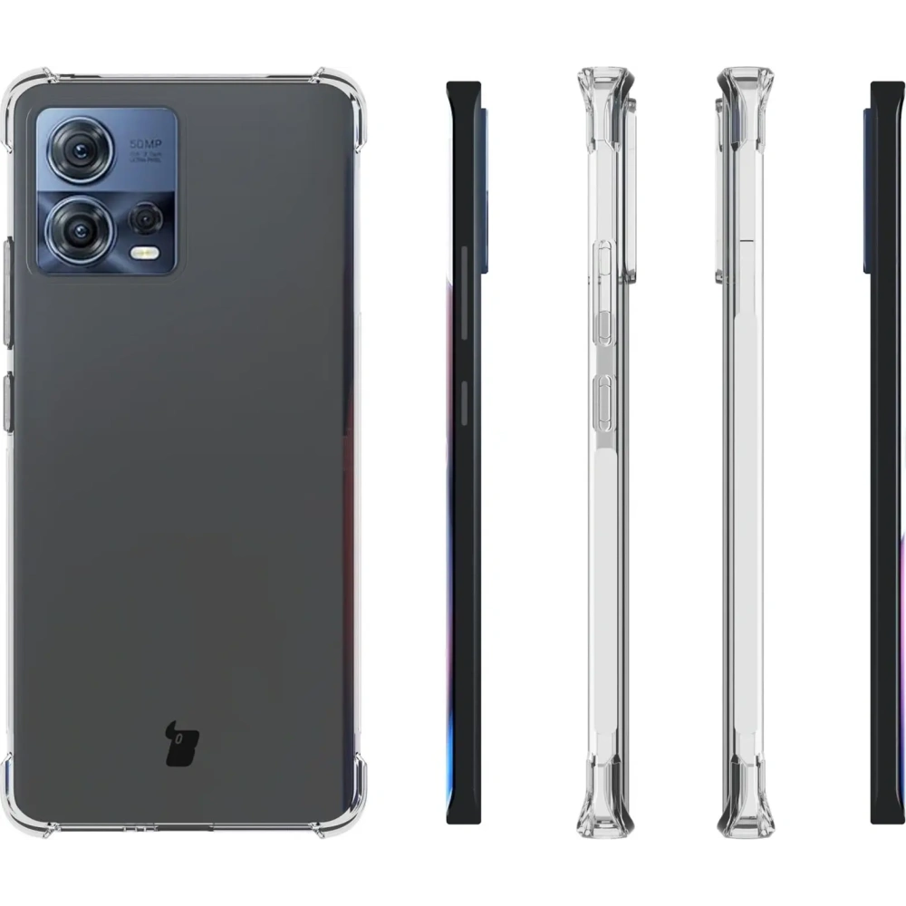 Etui + 2x folia + obiektyw Bizon Case Clear Pack do Motorola Moto Edge 30 Fusion przezroczyste