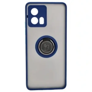 Bizon Case Hybrid Ring Motorola Edge 30 Fusion smoky with a navy blue frame