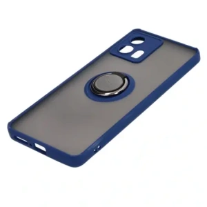 Bizon Case Hybrid Ring Motorola Edge 30 Fusion smoky with a navy blue frame