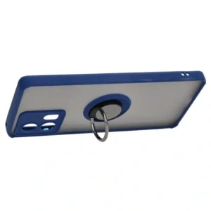 Bizon Case Hybrid Ring Motorola Edge 30 Fusion rauchig mit einem navyblauen Rahmen