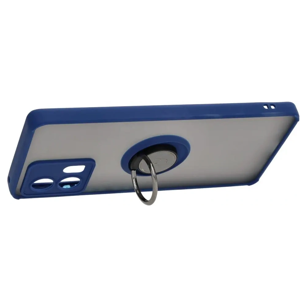 Etui z uchwytem na palec Bizon Case Hybrid Ring do Motorola Edge 30 Fusion przydymione z granatową ramką