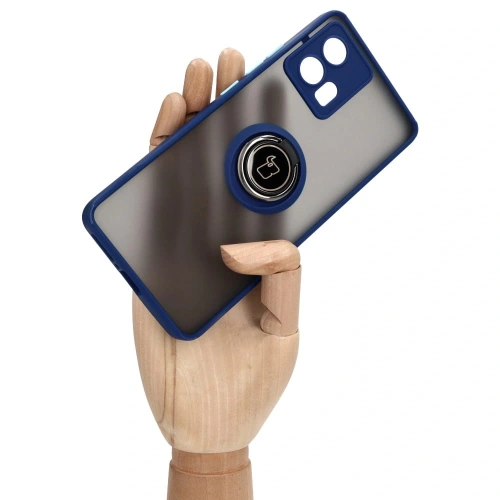 Buy Bizon Case Hybrid Ring Motorola Edge 30 Fusion smoky with a navy blue frame - BIZ457 - {ean13} - Home Screen Store Europe