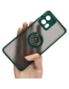 Pouzdro s úchopem na prst Bizon Case Hybrid Ring pro Motorola Edge 30 Fusion v kouřovém provedení s tmavě zeleným rámem.