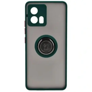 Bizon Case Hybrid Ring Motorola Edge 30 Fusion smoky with a dark green frame