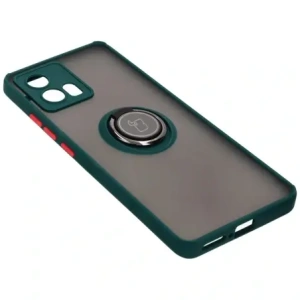 Bizon Case Hybrid Ring Motorola Edge 30 Fusion smoky with a dark green frame