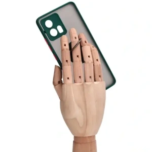 Bizon Case Hybrid Ring Motorola Edge 30 Fusion rauchig mit einem dunkelgrünen Rahmen