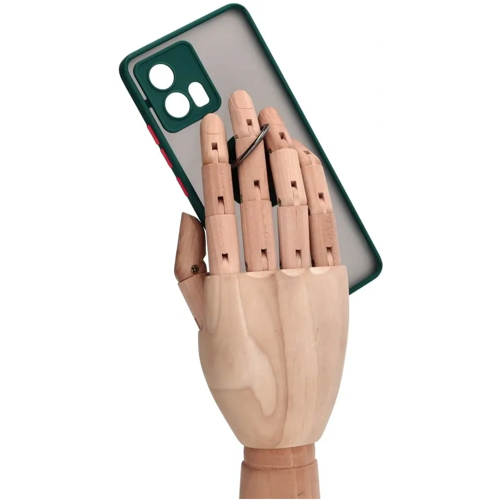 Etui z uchwytem na palec Bizon Case Hybrid Ring do Motorola Edge 30 Fusion przydymione z ciemnozieloną ramką