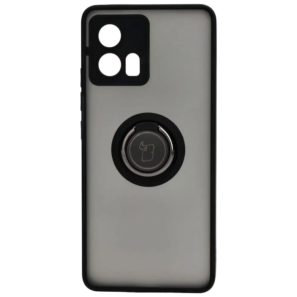Etui z uchwytem na palec Bizon Case Hybrid Ring do Motorola Edge 30 Fusion przydymione z czarną ramką