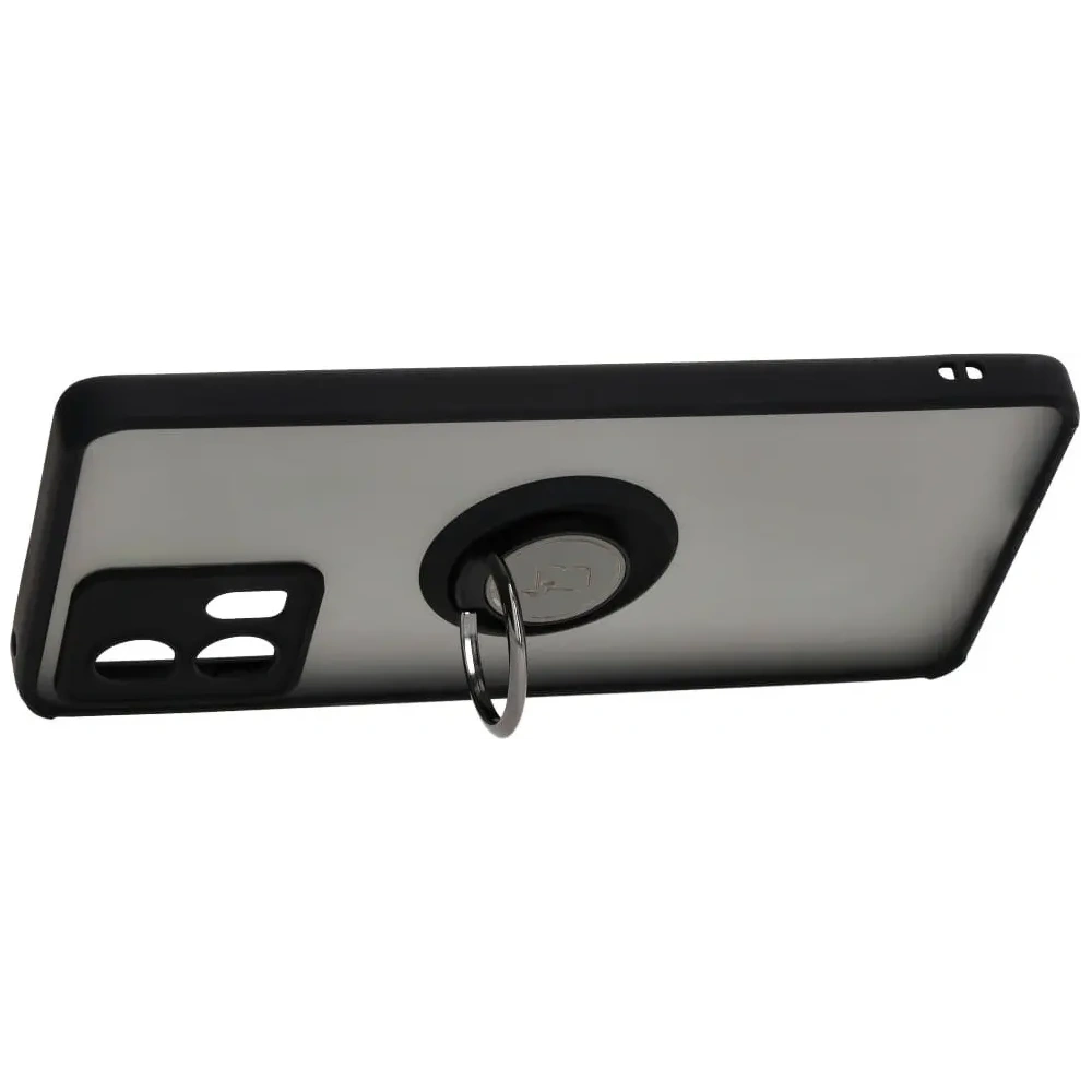 Etui z uchwytem na palec Bizon Case Hybrid Ring do Motorola Edge 30 Fusion przydymione z czarną ramką