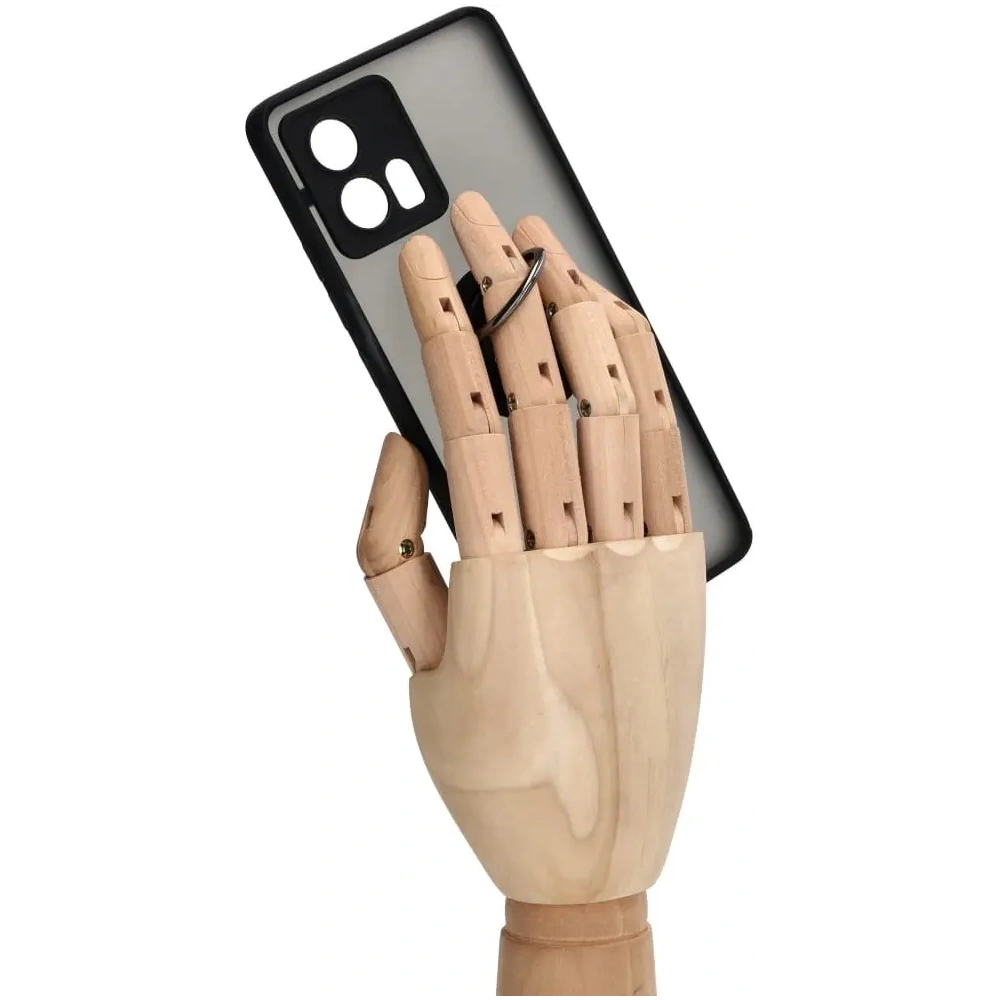 Etui z uchwytem na palec Bizon Case Hybrid Ring do Motorola Edge 30 Fusion przydymione z czarną ramką