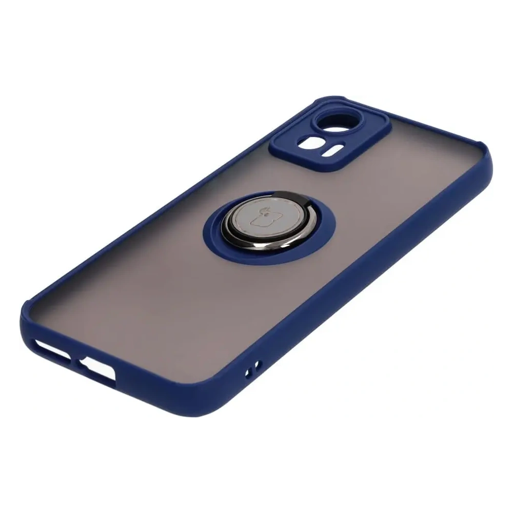 Etui z uchwytem na palec Bizon Case Hybrid Ring do Motorola Edge 30 Neo przydymione z granatową ramką