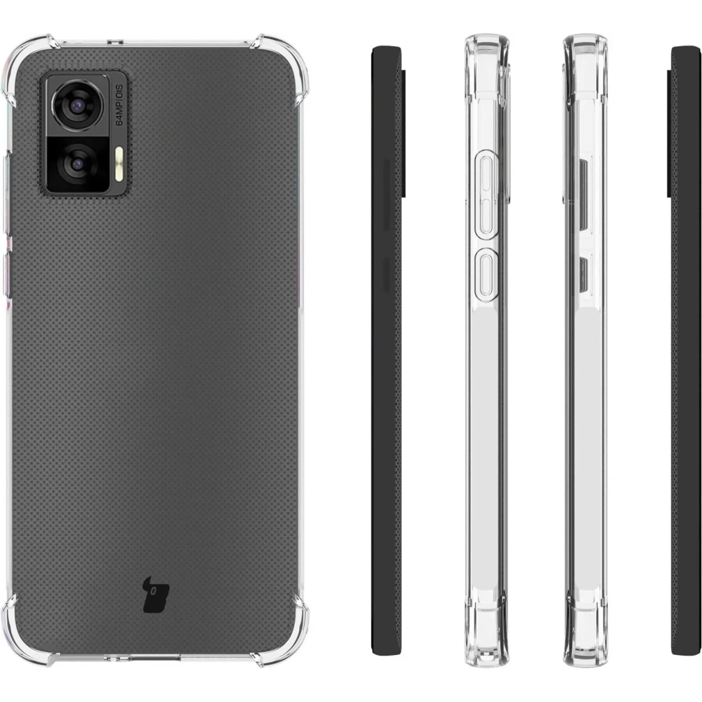 Etui + 2x folia + obiektyw Bizon Case Clear Pack do Motorola Moto Edge 30 Neo przezroczyste