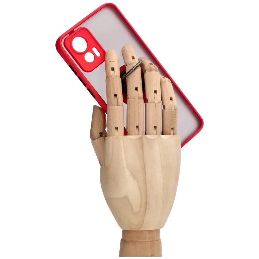 Etui z uchwytem na palec Bizon Case Hybrid Ring do Motorola Edge 30 Neo przydymione z czerwoną ramką