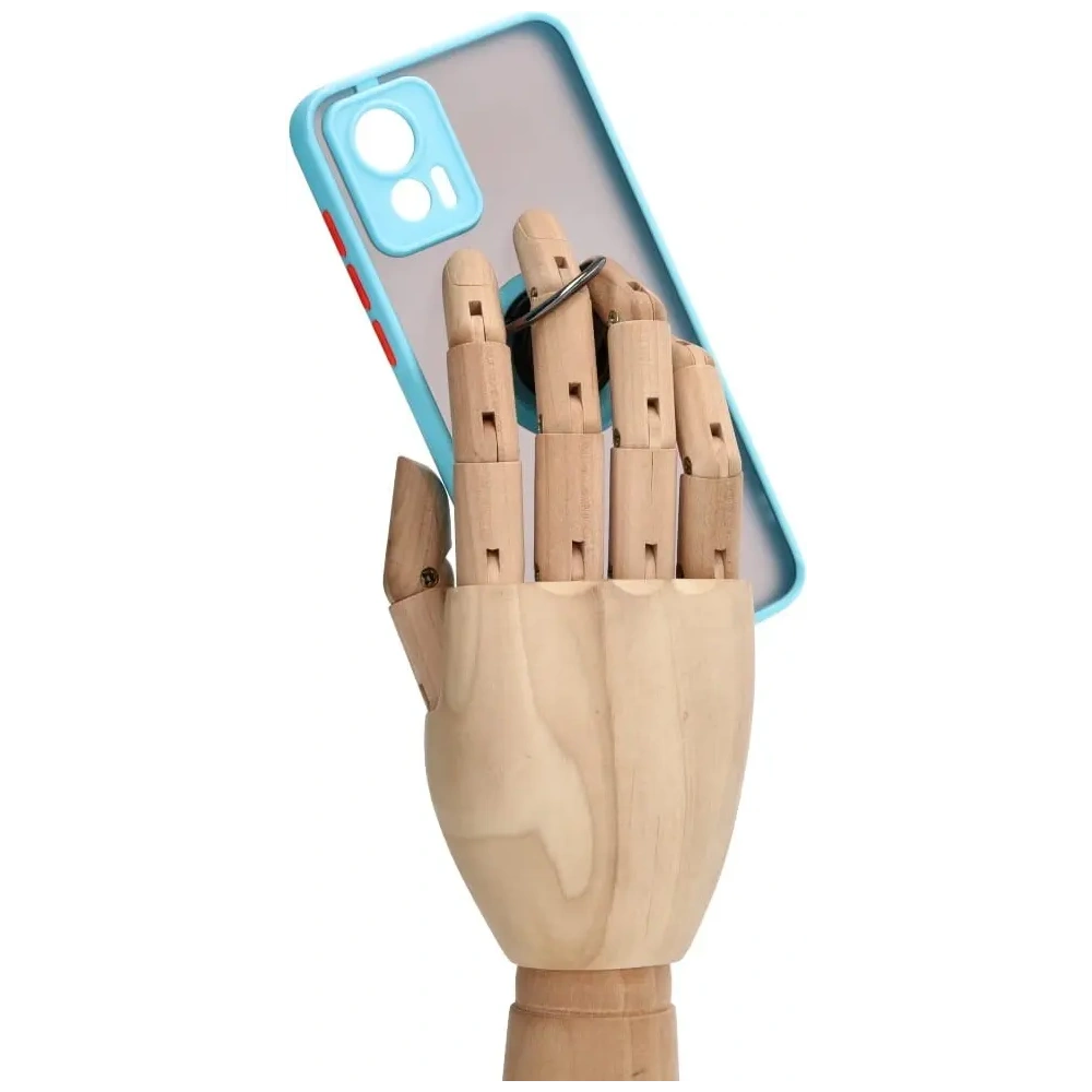 Etui z uchwytem na palec Bizon Case Hybrid Ring do Motorola Edge 30 Neo przydymione z jasnoniebieską ramką