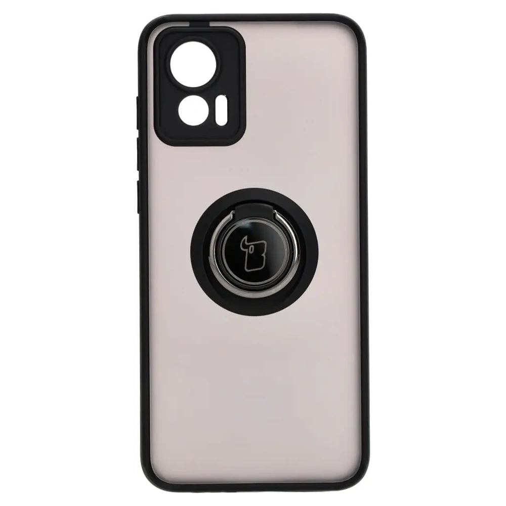 Etui z uchwytem na palec Bizon Case Hybrid Ring do Motorola Edge 30 Neo przydymione z czarną ramką