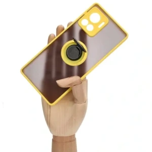 Bizon Case Hybrid Ring Motorola Edge 30 Ultra smoky with a yellow frame