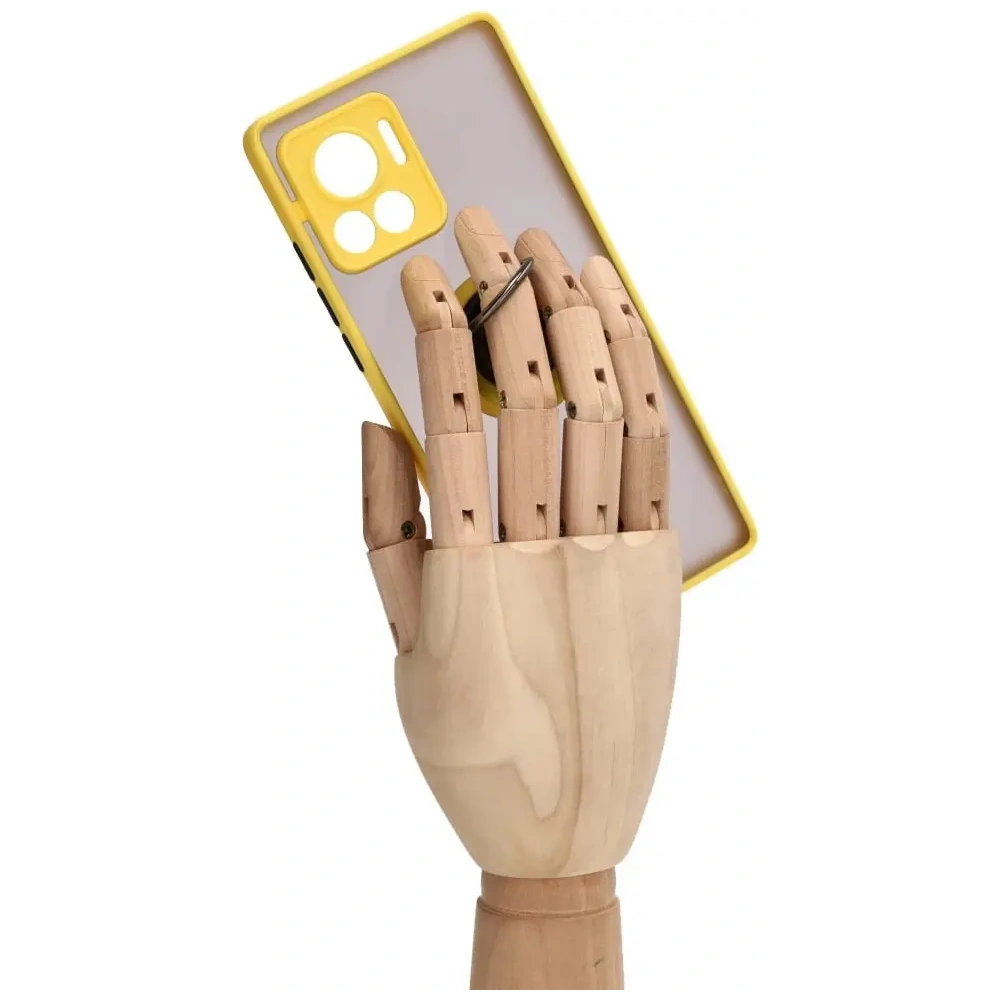 Etui z uchwytem na palec Bizon Case Hybrid Ring do Motorola Edge 30 Ultra przydymione z żółtą ramką