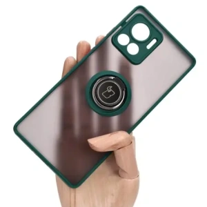 Kup Etui z uchwytem na palec Bizon Case Hybrid Ring do Motorola Edge 30 Ultra przydymione z ciemnozieloną ramką - BIZ472 - {ean13} - Sklep Home Screen